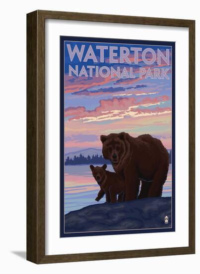 Waterton National Park, Canada - Bear & Cub-Lantern Press-Framed Art Print