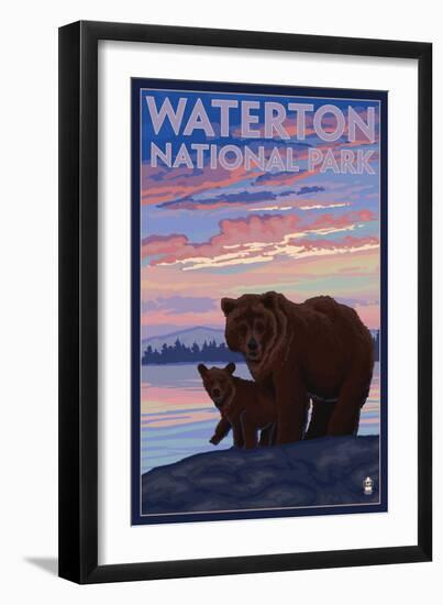 Waterton National Park, Canada - Bear & Cub-Lantern Press-Framed Art Print