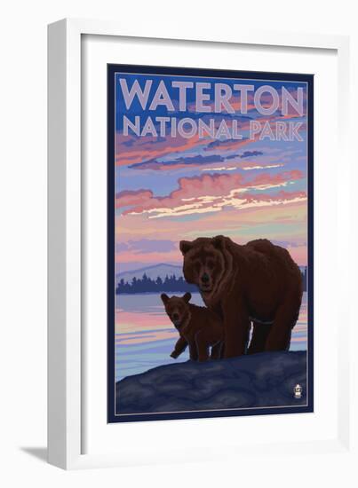 Waterton National Park, Canada - Bear & Cub-Lantern Press-Framed Art Print