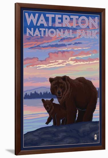 Waterton National Park, Canada - Bear & Cub-Lantern Press-Framed Art Print