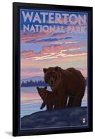 Waterton National Park, Canada - Bear & Cub-Lantern Press-Framed Art Print