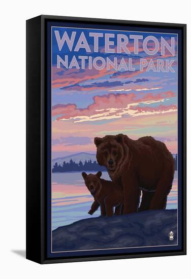 Waterton National Park, Canada - Bear & Cub-Lantern Press-Framed Stretched Canvas