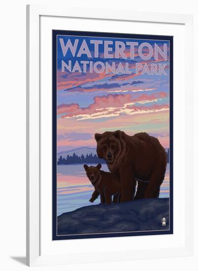 Waterton National Park, Canada - Bear & Cub-Lantern Press-Framed Art Print