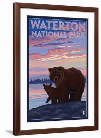 Waterton National Park, Canada - Bear & Cub-Lantern Press-Framed Art Print