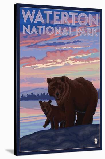 Waterton National Park, Canada - Bear & Cub-Lantern Press-Stretched Canvas