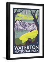 Waterton National Park, Canada - Beaver Family-Lantern Press-Framed Art Print