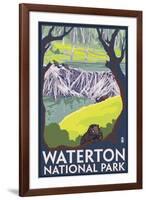 Waterton National Park, Canada - Beaver Family-Lantern Press-Framed Art Print