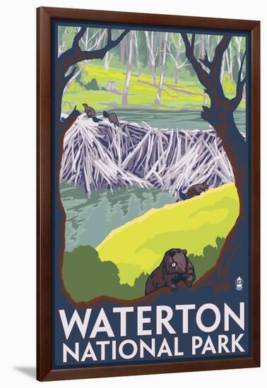 Waterton National Park, Canada - Beaver Family-Lantern Press-Framed Art Print