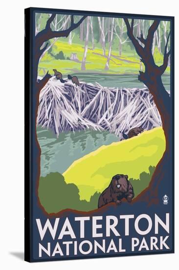 Waterton National Park, Canada - Beaver Family-Lantern Press-Stretched Canvas