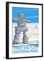 Waterton National Park, Canada - Inukshuk-Lantern Press-Framed Art Print