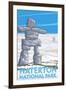 Waterton National Park, Canada - Inukshuk-Lantern Press-Framed Art Print