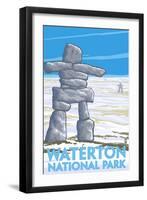 Waterton National Park, Canada - Inukshuk-Lantern Press-Framed Art Print