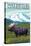 Waterton National Park, Canada - Moose and Mountain-Lantern Press-Stretched Canvas