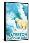 Waterton National Park, Canada - Polar Bear & Cub-Lantern Press-Framed Stretched Canvas