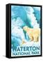 Waterton National Park, Canada - Polar Bear & Cub-Lantern Press-Framed Stretched Canvas