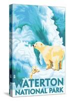 Waterton National Park, Canada - Polar Bear & Cub-Lantern Press-Stretched Canvas