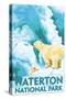 Waterton National Park, Canada - Polar Bear & Cub-Lantern Press-Stretched Canvas