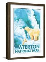 Waterton National Park, Canada - Polar Bear & Cub-Lantern Press-Framed Art Print