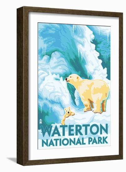 Waterton National Park, Canada - Polar Bear & Cub-Lantern Press-Framed Art Print
