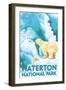 Waterton National Park, Canada - Polar Bear & Cub-Lantern Press-Framed Art Print