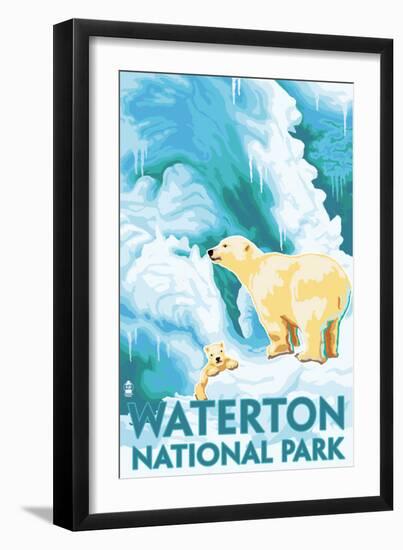 Waterton National Park, Canada - Polar Bear & Cub-Lantern Press-Framed Art Print