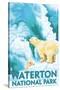 Waterton National Park, Canada - Polar Bear & Cub-Lantern Press-Stretched Canvas
