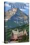 Waterton National Park, Canada - Prince of Wales Hotel-Lantern Press-Stretched Canvas