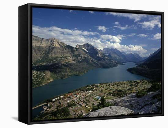 Waterton Park Village on Shore of Waterton Lakes-James Randklev-Framed Stretched Canvas