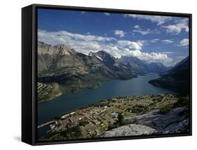 Waterton Park Village on Shore of Waterton Lakes-James Randklev-Framed Stretched Canvas