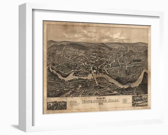Watertown, Massachusetts - Panoramic Map-Lantern Press-Framed Art Print