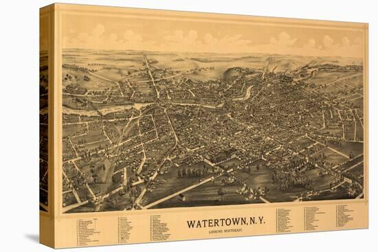 Watertown, New York - Panoramic Map-Lantern Press-Stretched Canvas