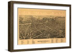 Watertown, New York - Panoramic Map-Lantern Press-Framed Art Print