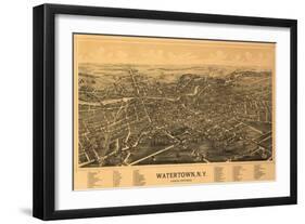 Watertown, New York - Panoramic Map-Lantern Press-Framed Art Print