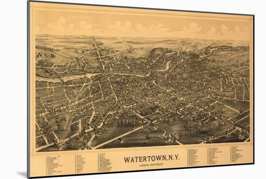 Watertown, New York - Panoramic Map-Lantern Press-Mounted Art Print