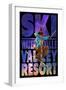 Waterville Valley Resort, NH - Milky Way Skier-Lantern Press-Framed Art Print