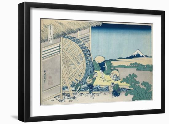 Waterwheel at Onden, from the series 'The Thirty-Six Views of Mt. Fuji'. Ca. 1830-32-Katsushika Hokusai-Framed Giclee Print