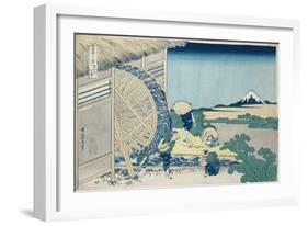 Waterwheel at Onden, from the series 'The Thirty-Six Views of Mt. Fuji'. Ca. 1830-32-Katsushika Hokusai-Framed Giclee Print