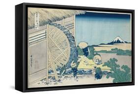 Waterwheel at Onden, from the series 'The Thirty-Six Views of Mt. Fuji'. Ca. 1830-32-Katsushika Hokusai-Framed Stretched Canvas