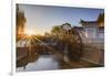 Waterwheels at dawn, Lijiang, UNESCO World Heritage Site, Yunnan, China, Asia-Ian Trower-Framed Photographic Print