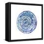 Watery Blue Mandala 1-Lora Gold-Framed Stretched Canvas