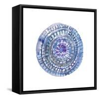 Watery Blue Mandala 2-Lora Gold-Framed Stretched Canvas
