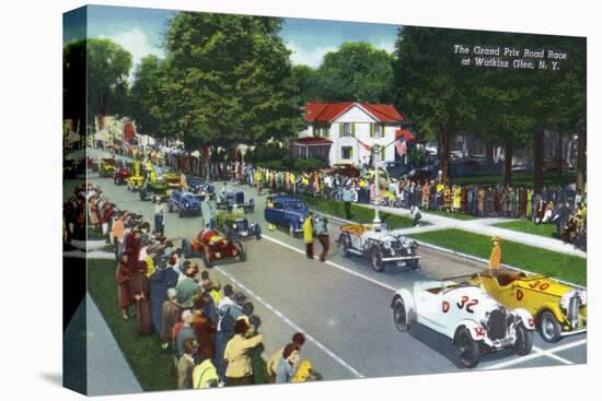 Watkins Glen, New York - Starting Line at the Grand Prix Auto Race-Lantern Press-Stretched Canvas