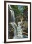 Watkins Glen, New York - View of Rainbow Falls and Bridge-Lantern Press-Framed Art Print