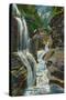 Watkins Glen, New York - View of Rainbow Falls and Bridge-Lantern Press-Stretched Canvas