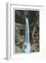Watkins Glen, New York - View of Spectacular Cavern Cascade-Lantern Press-Framed Art Print