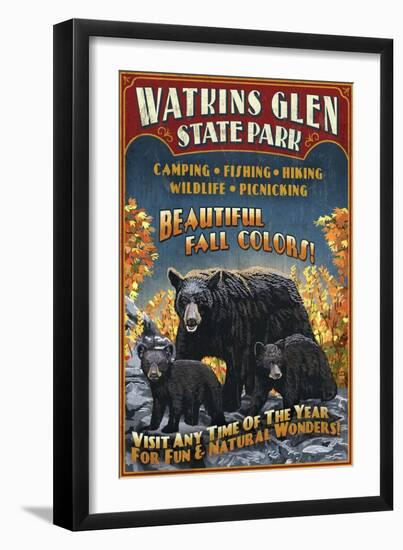 Watkins Glen State Park, New York - Bear Family-Lantern Press-Framed Art Print