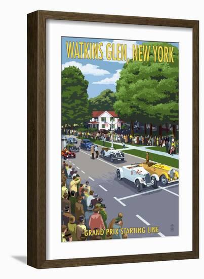 Watkins Glen State Park, New York - Grand Prix Starting Line-Lantern Press-Framed Art Print