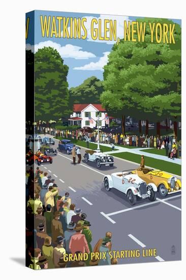 Watkins Glen State Park, New York - Grand Prix Starting Line-Lantern Press-Stretched Canvas