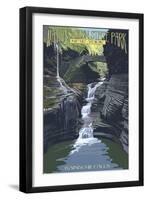 Watkins Glen State Park, New York - Rainbow Falls-Lantern Press-Framed Art Print