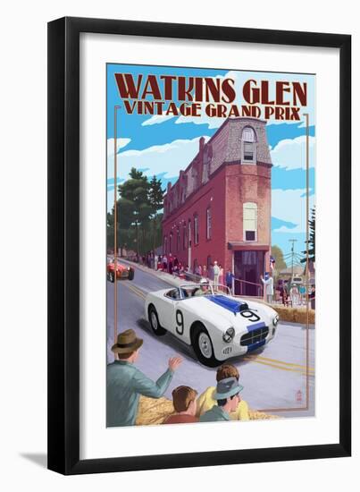 Watkins Glen State Park, New York - Vintage Grand Prix-Lantern Press-Framed Art Print